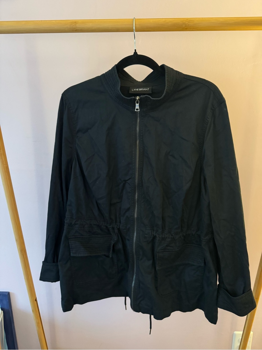 Lane Bryant Black Lightweight Zip-Front Shirt Jacket